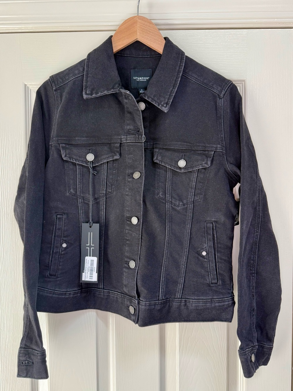 NWT Liverpool Los Angeles Classic Denim Jacket Washed Black Cotton Size Small